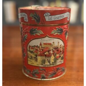 Vintage Lambertz Musical Tin Iced Gingerbread Cookies Germany Deck the Halls b23